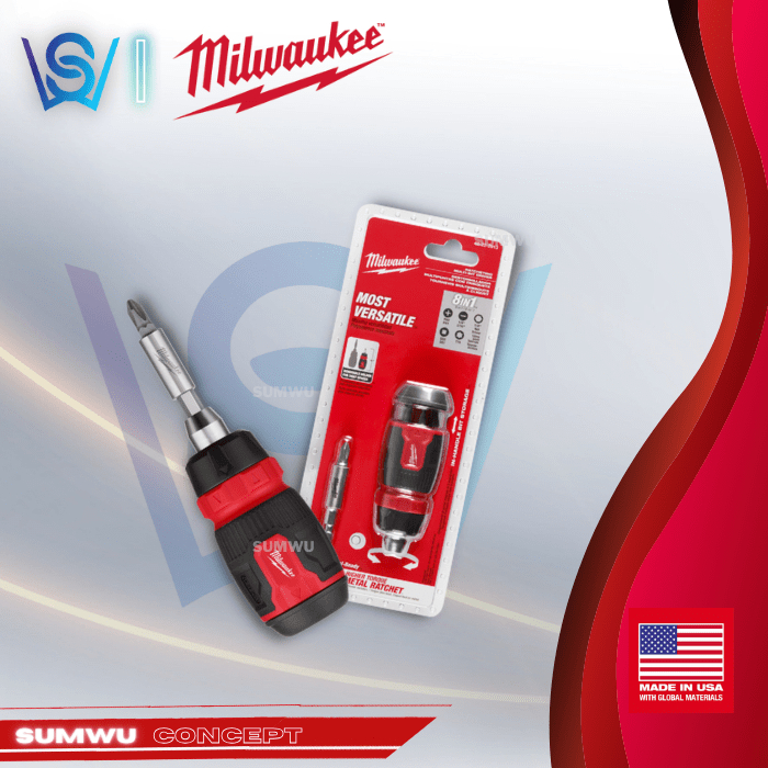 MILWAUKEE 8 IN 1 RATCHETING COMPACT MULTIBIT SCREWDRIVER (48222913