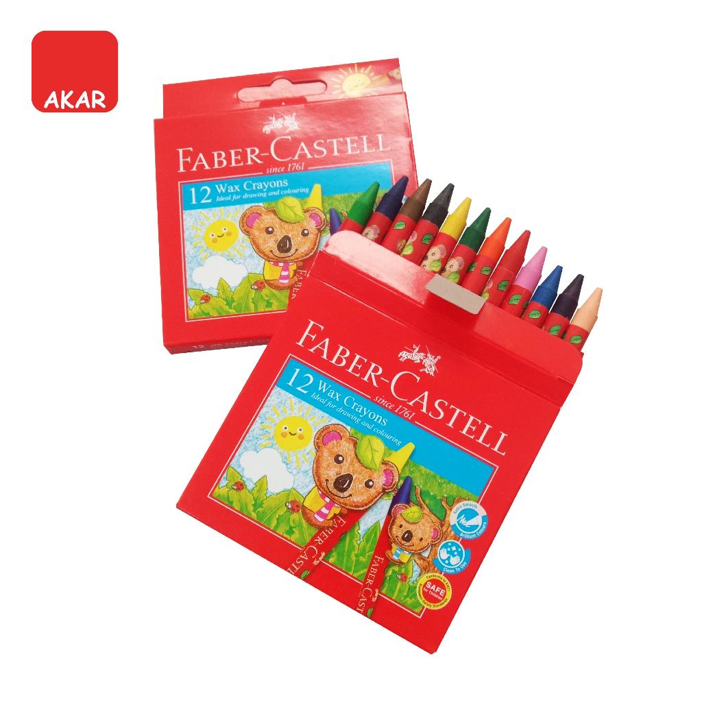 FaberCastell Wax Crayon 12 Colours / 12 Wax Crayon Child Safe Non