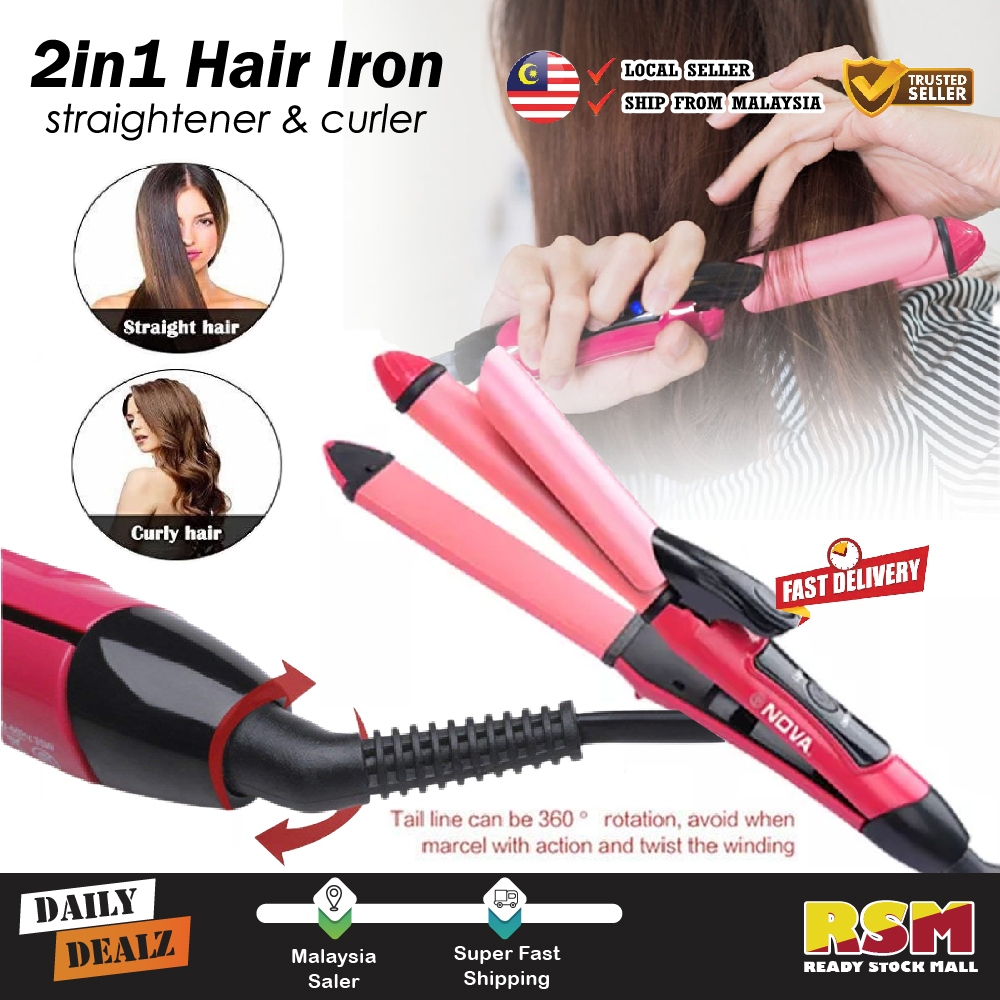 NOVA/ROOT 2 in 1 Hair Beauty Iron Straightener & Curler/Pelurus dan ...