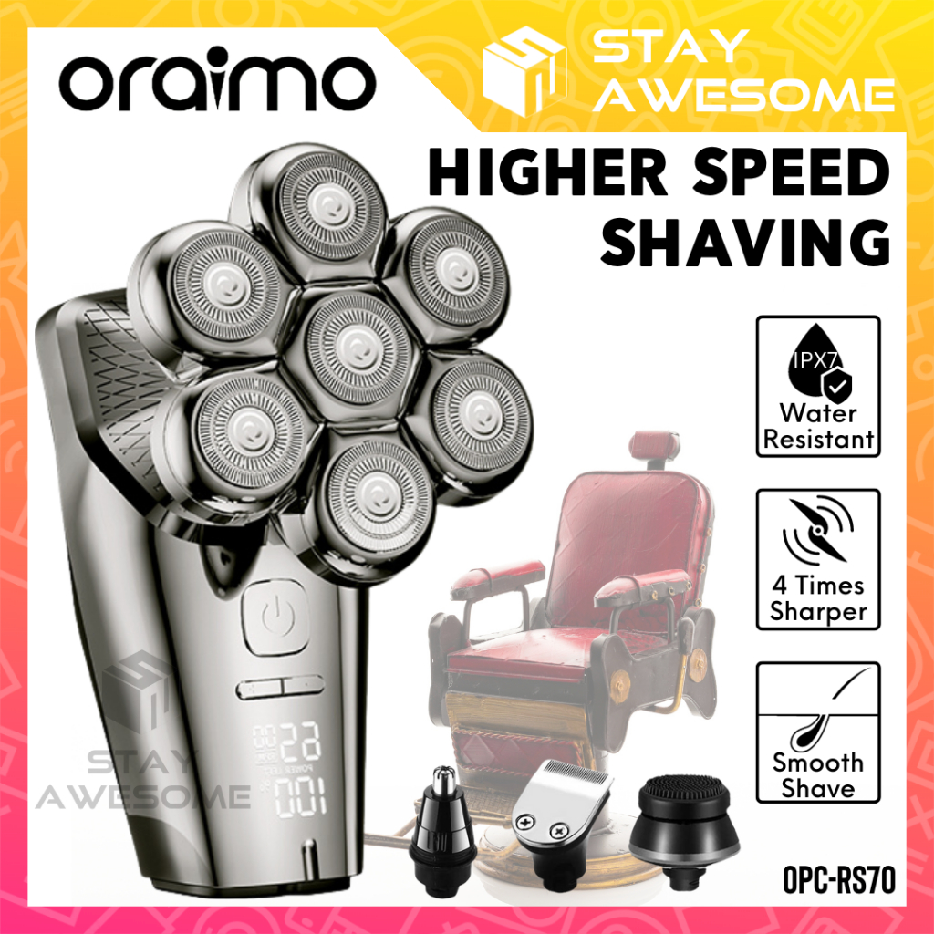 ORAIMO Rechargeable Waterproof Razor Electric Bald Body Shaver Hair ...