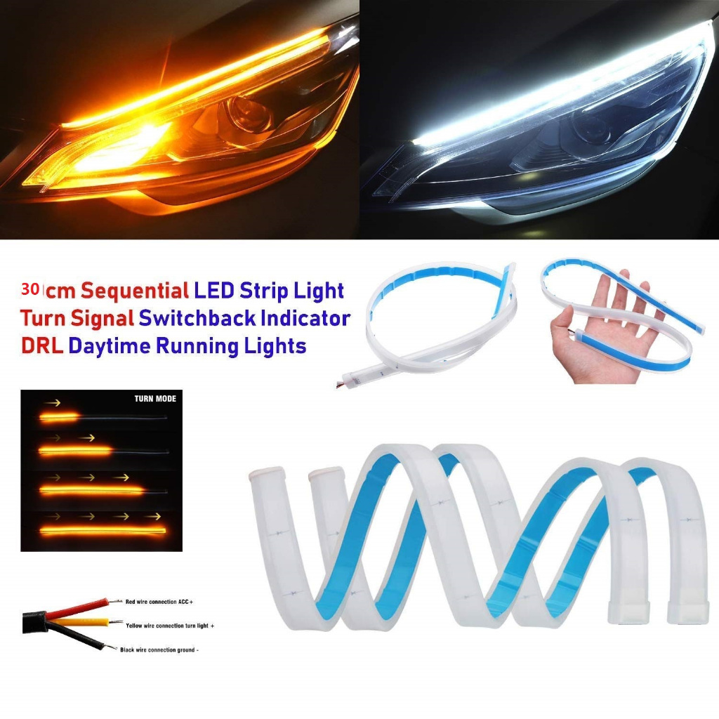 Streamer Led White Yellow Drl 30cm Cars Daytime Running Lights Startup ...