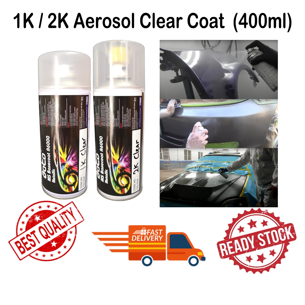 【Ready Stock】1K/2K Clear Coat Touch Up Aerosol Paint Spray Paint 400ml