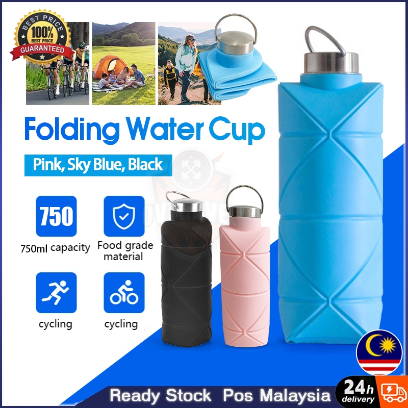 750ML Foldable Silicone Water Bottle Outdoor Folding Bottle Portable ...