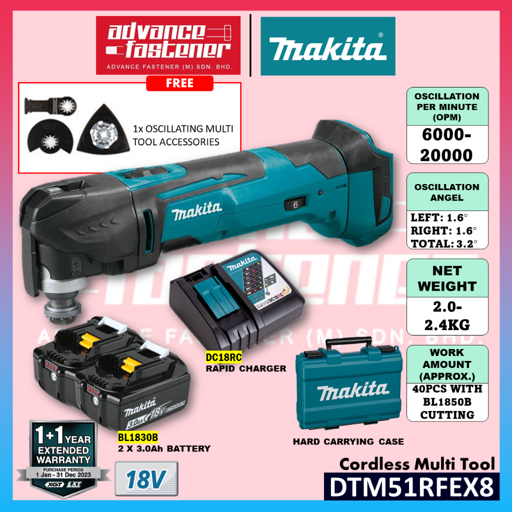 MAKITA DTM51Z / DTM51RFEX8 18V Cordless Multi Tool Shopee Malaysia