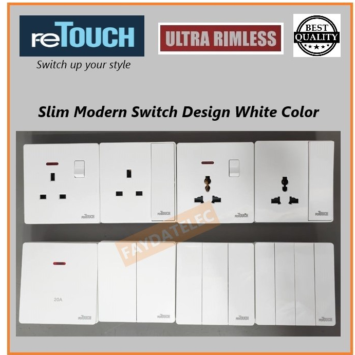 Retouch Ultra Rimless White 1gang 2gang 3gang 4gang Tel Bell Auto gate ...