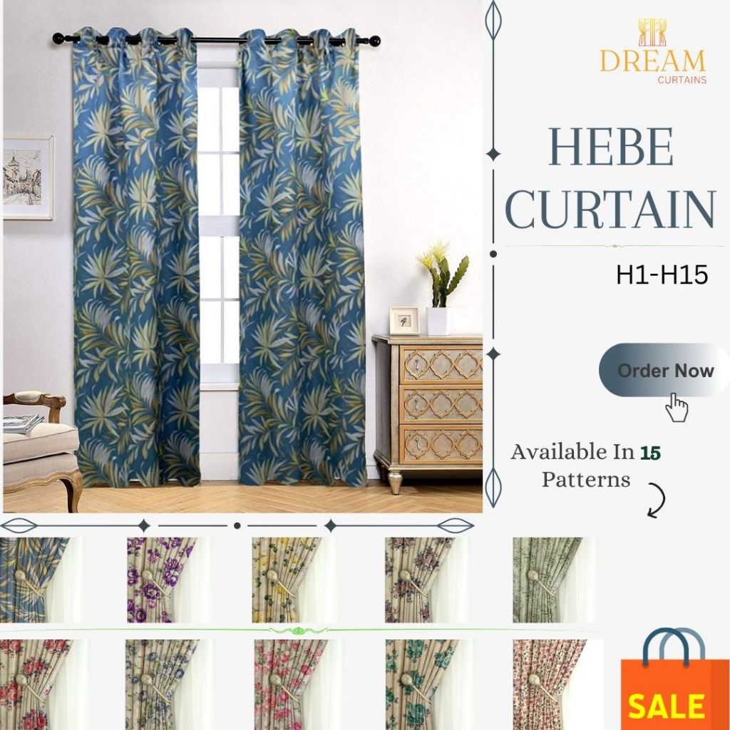 Hebe Curtain Langsir Bercorak Bunga (15 Corak)/Langsir Tingkap (Ring ...