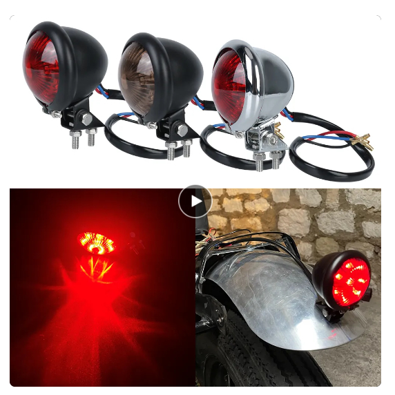 Red 12V Led Black Adjustable Cafe Racer Style Stop Motorcycles ...