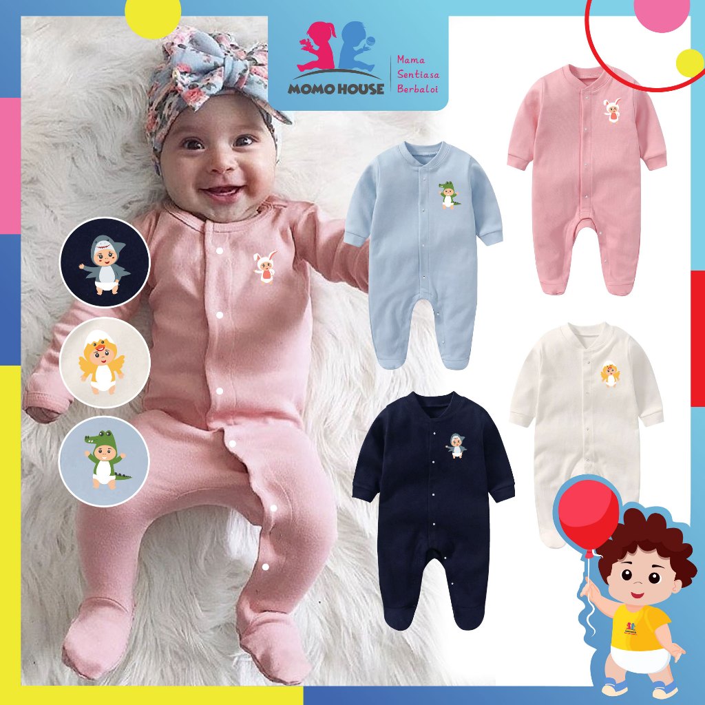 MOMO HOUSE Baby Romper Long Sleeve Newborn Baby Clothing Baju Newborn