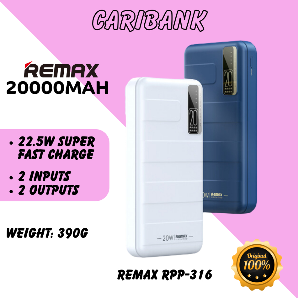 [20000MAH] REMAX RPP-521 POWERBANK TYPE-C 20W 22.5W 20000MAH PD+QC FAST ...