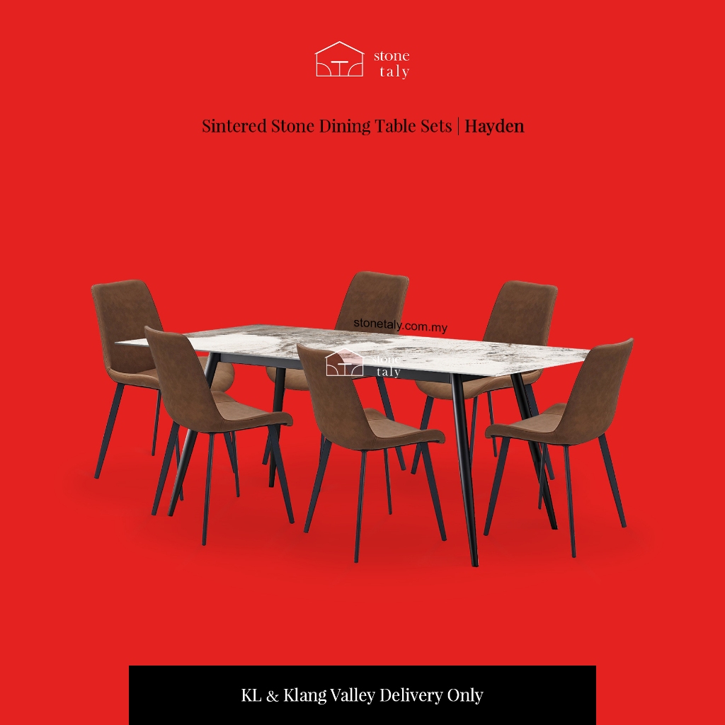 Sintered Stone Dining Table with 6 Chairs 6 Seaters Hayden Shopee
