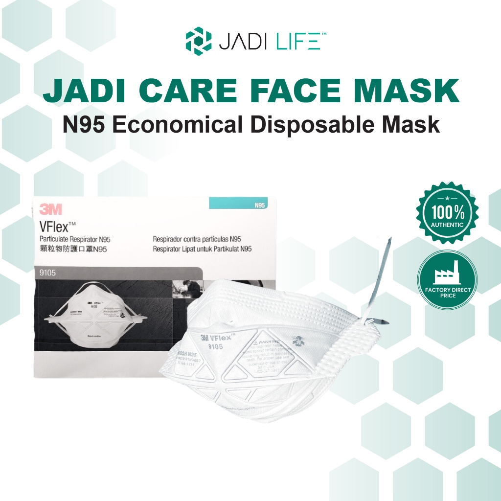 3M 9105 Vflex Disposable Respirator N95 Face Mask, Non Woven Fabric, 3 Panel Flat Fold, Elastic Headband, Anti Air Pollution Respirator (Pack Of 50 - Foto 6