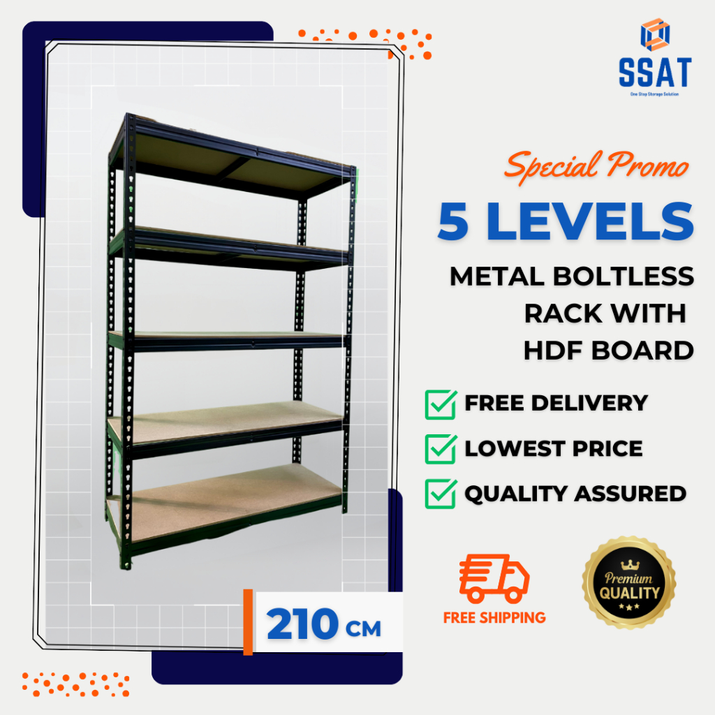SSAT Adjustable Metal Boltless Rack Shelf 2100 (H) 5 level SSE HDF ...