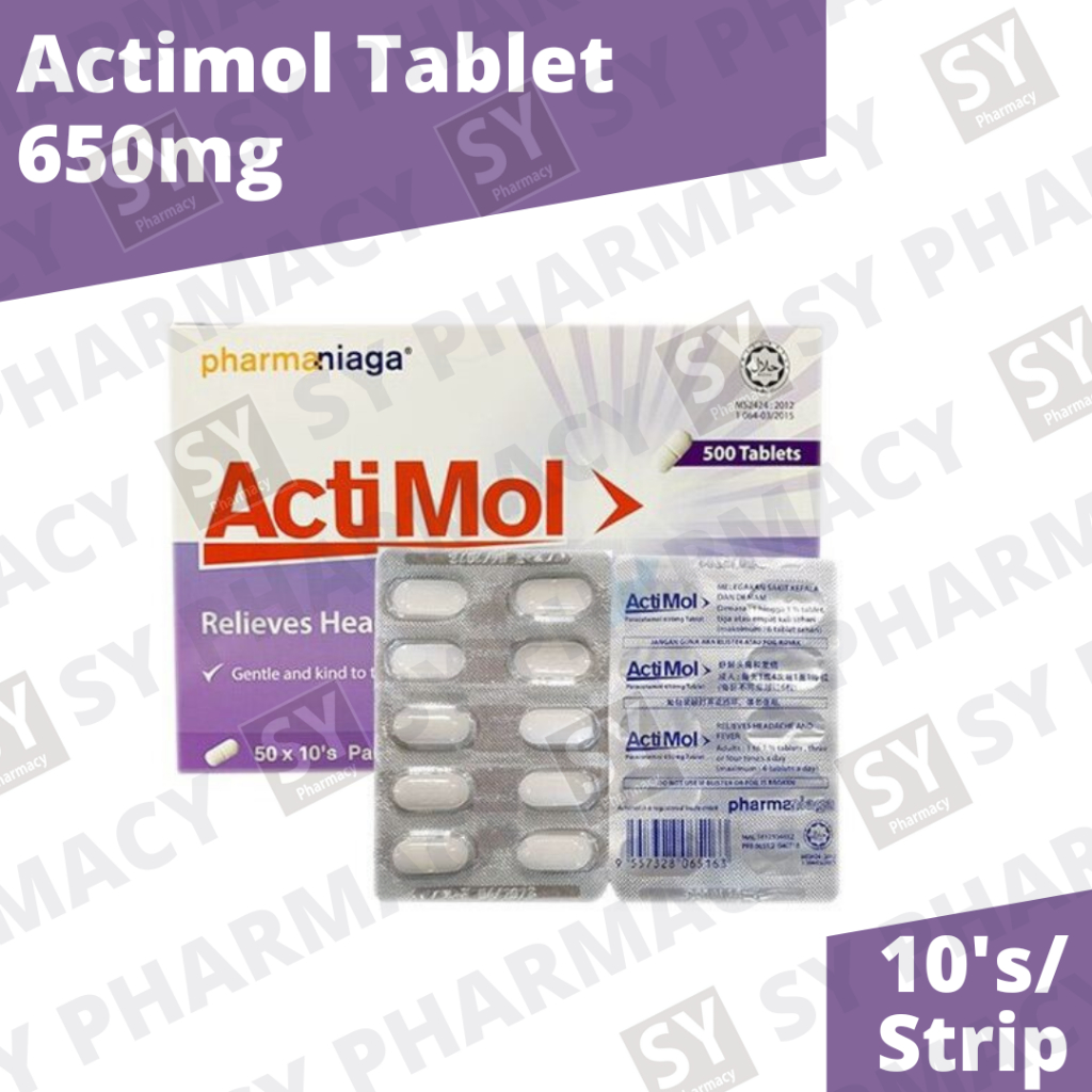 Pharmaniaga Actimol 650mg Tablet 10's/strip (Exp: 10/2026) | Shopee ...