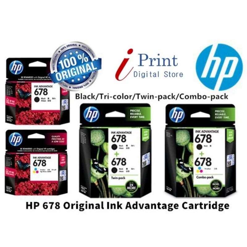 HP 678 Cartridge Black & Colour Shopee Malaysia