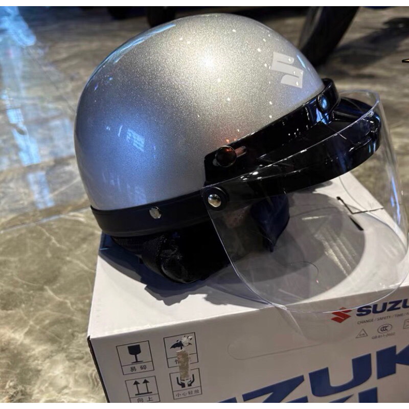 Suzuki Helmet, Half Cut Helmet, Helmet Steng Suzuki NOS, FREE Visor Ori