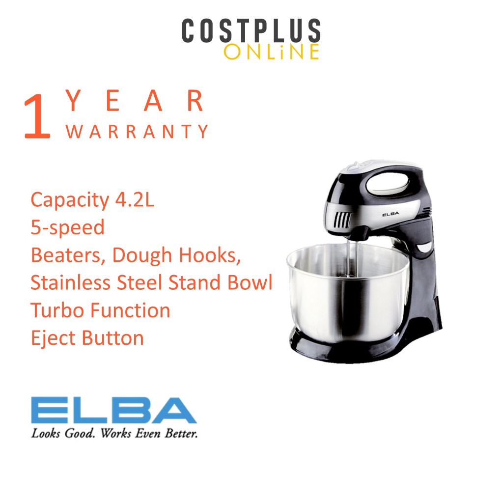 ELBA Stand Mixer ESMB9925S 5speed, Stainless Steel Stand Bowl (4.2L