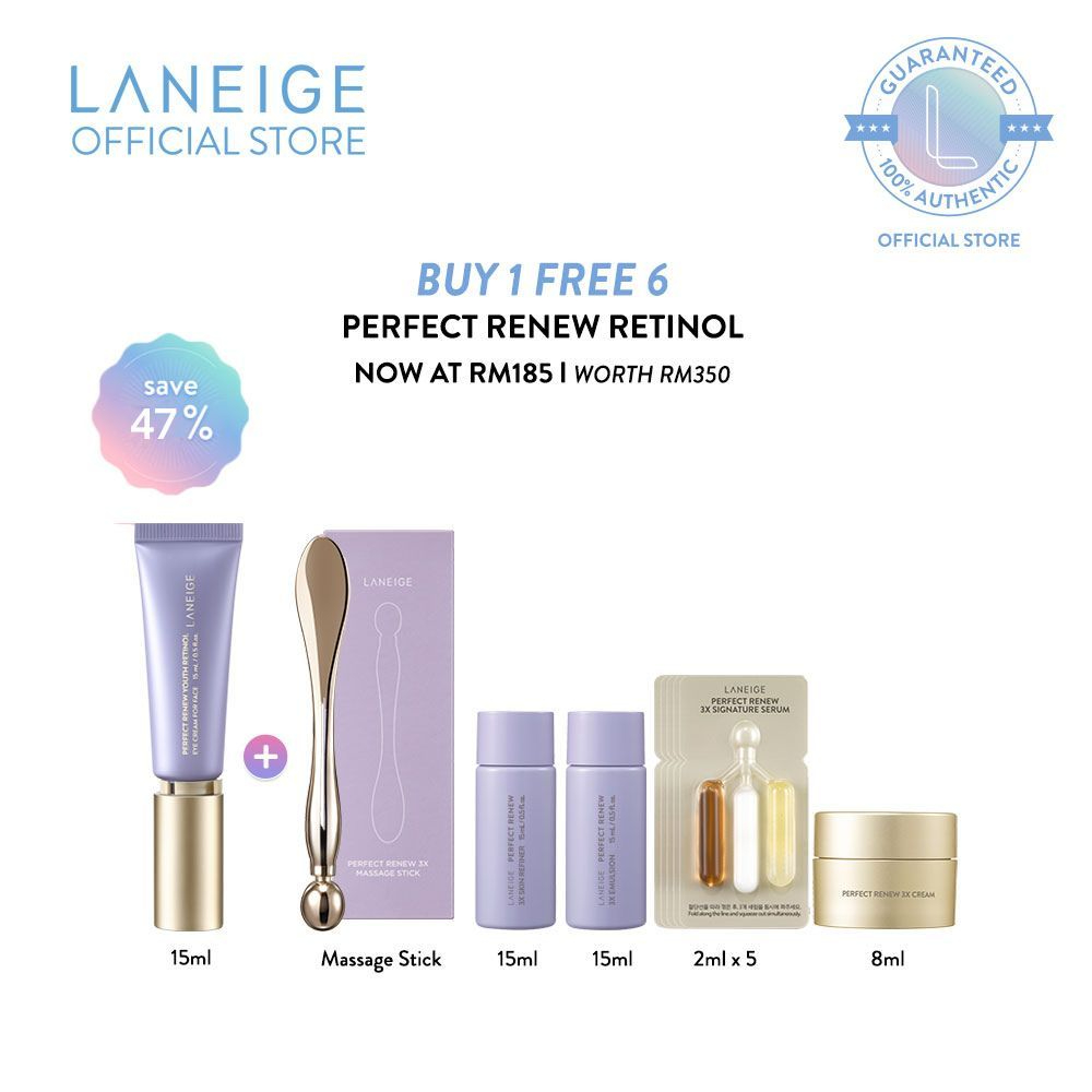 Laneige Perfect Renew Retinol [Buy 1 Free 5 + Massage Stick] Shopee