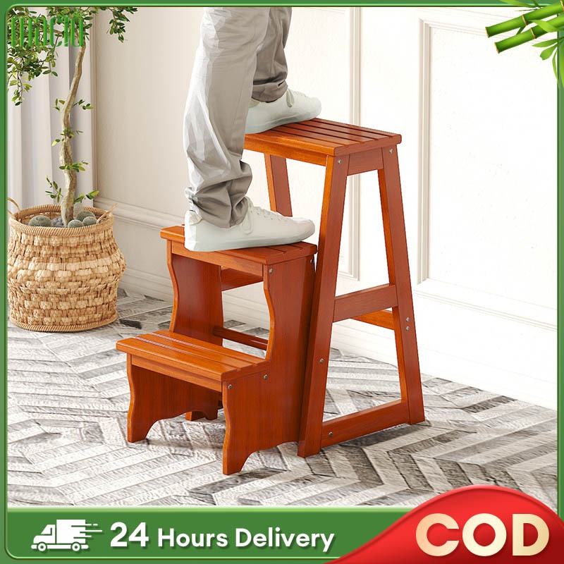 Solid Wood Step Chair Multi Function Fold Ladder Stool Ladder Stool Household Ladder Chair 