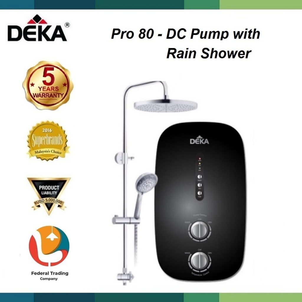 DEKA Pro 80 Instant Water Heater Rain Shower DC Pump Heating Pro80 ...