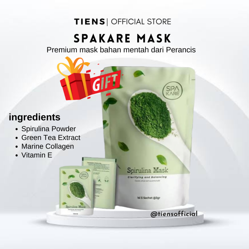 [FREE GIFT] SPAKARE MASK ORIGINAL MASKER SPIRULINA COLLAGEN TIENS UBAT