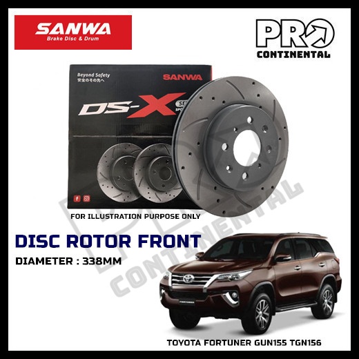 SANWA SPORT TOYOTA FORTUNER GUN155 TGN156 FRONT DRILLED SLOTTED DISC ...