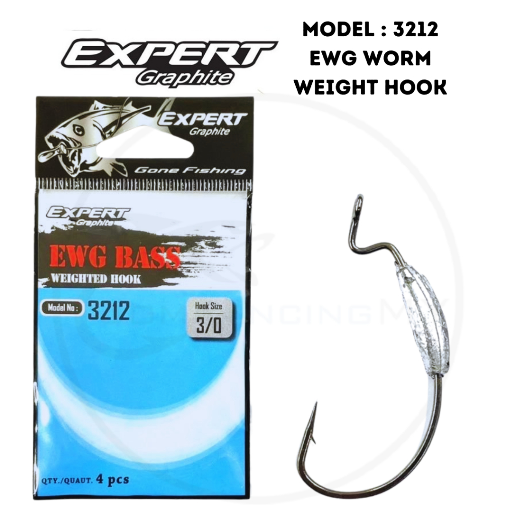 Expert Graphite Model 3212 EWG Bass Worm Weighted Fishing Hook