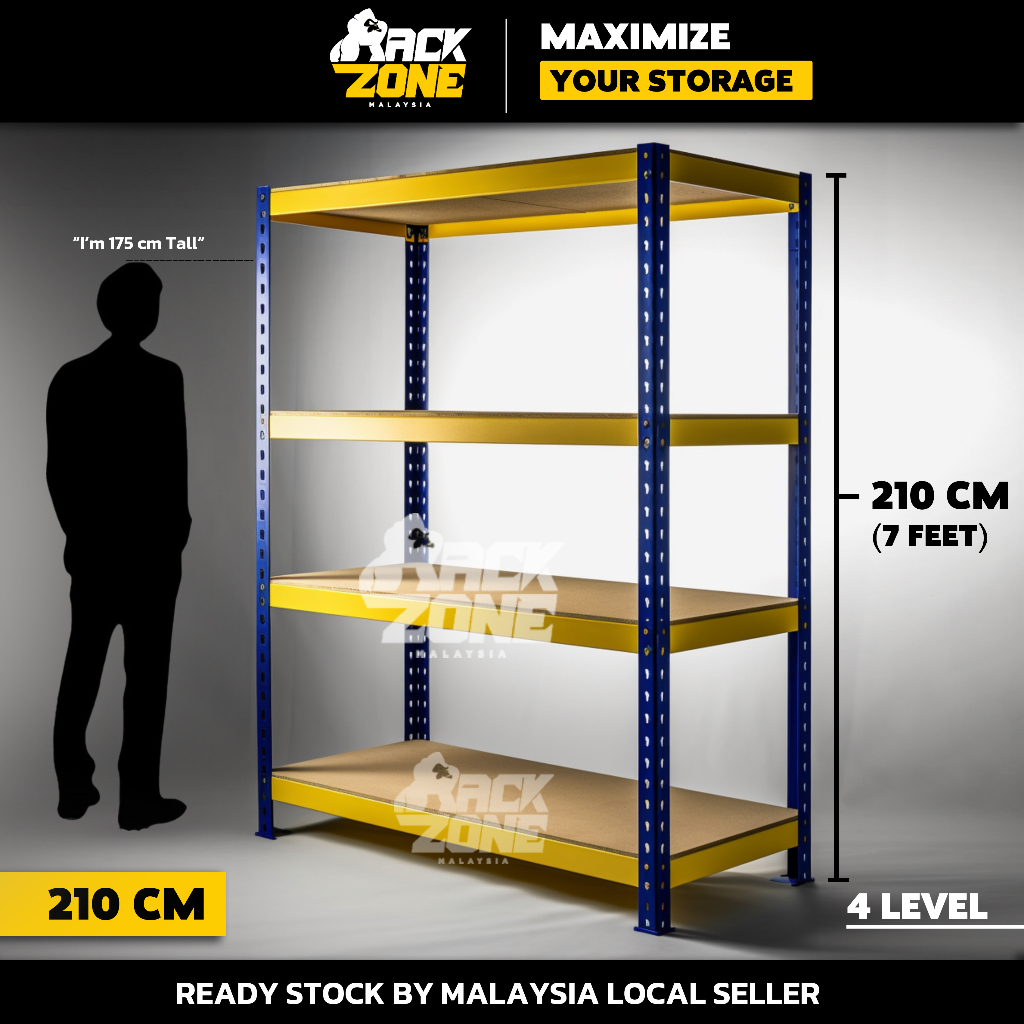 RACKZONE 4 Level Storage Rack Boltless Rak Besi Bertingkat Dapur Home ...