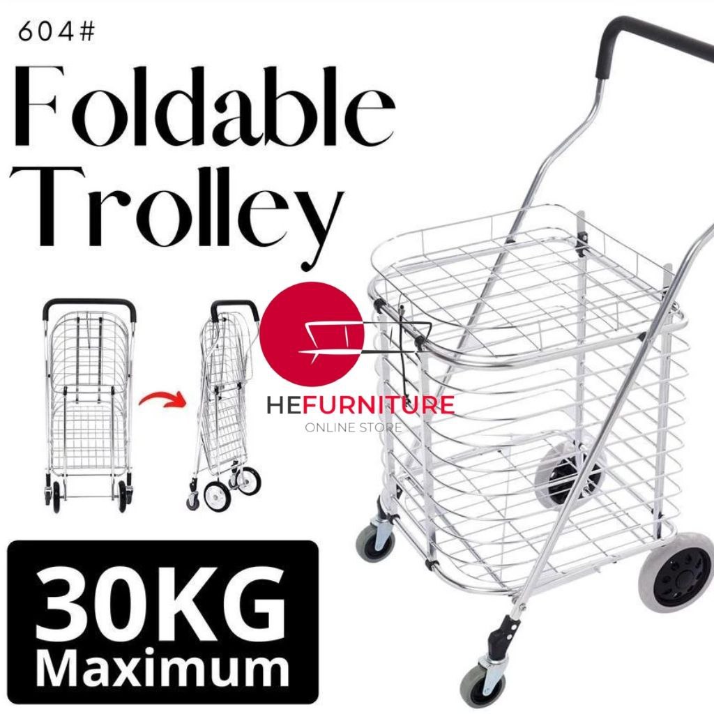 4 Wheels Aluminium Folding Market Trolley Foldable Shopping Cart Troli ...