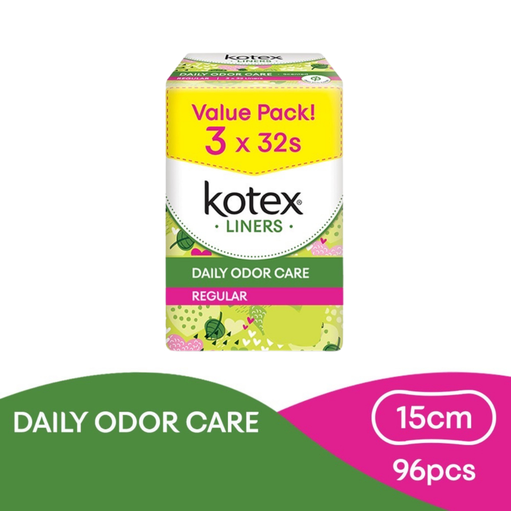 Kotex Panty Liners Regular Daun Sirih Scented (32's x 3 Packs) Shopee