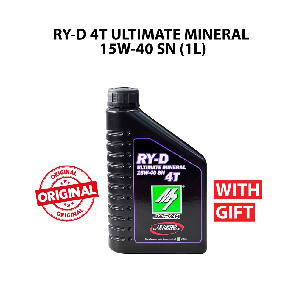 💯% AUTHENTIC M7 JAPAN BIKE OILS RY-D 4T ULTIMATE MINERAL 15W-40 SN (1L ...