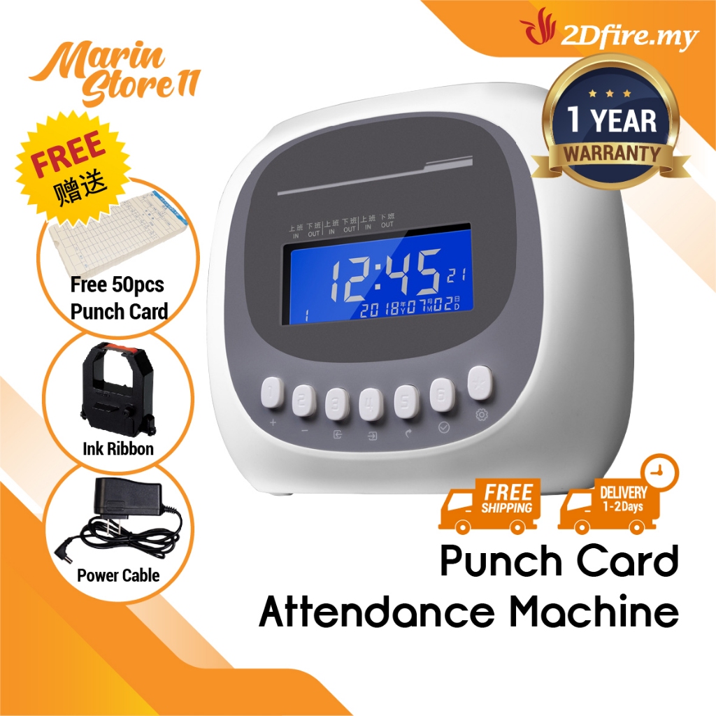 Digital Clock Password Needle Print Punch Card Time Attendance Machine