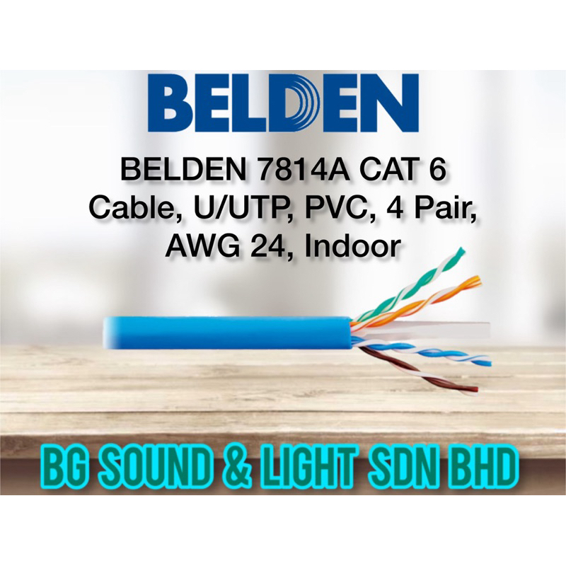 BELDEN 7814A CAT 6 Cable, U/UTP, PVC, 4 Pair, AWG 24, Indoor ( PER ...