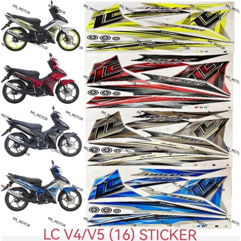LC135 V4/V5 BODY COVER STICKER STRIPE COVER SET (16) SILVER RED BLACK ...