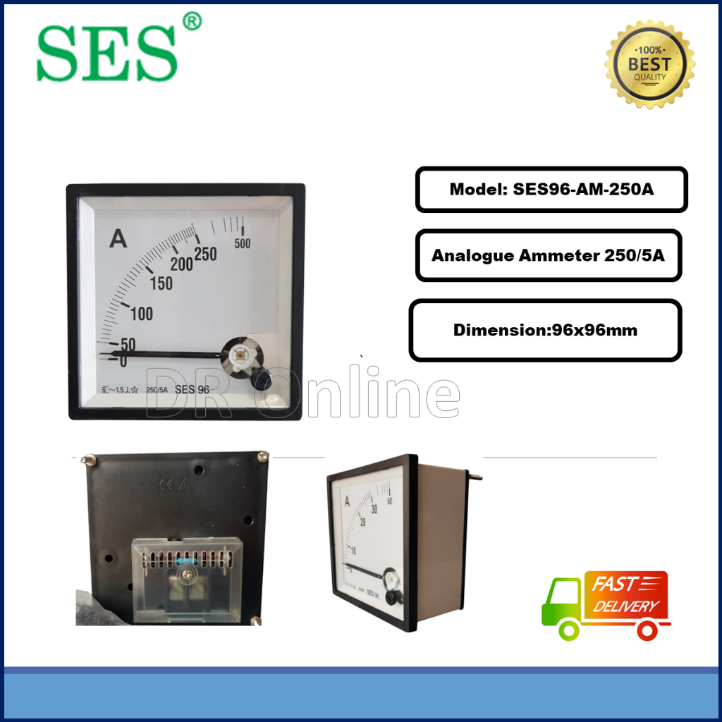 SES96 Ac Analog Ammeter Panel 96mm X 96mm 30A ,60A,100A,150A,200A,250A ...