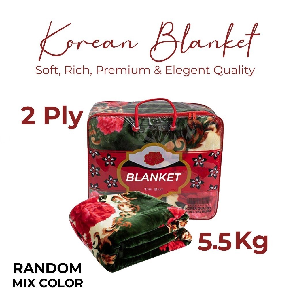 Blanket Korea Quality Super Soft 2 Ply Double Bed Blanket Size 220X240cm Weight 5kg 6kg Shopee Malaysia
