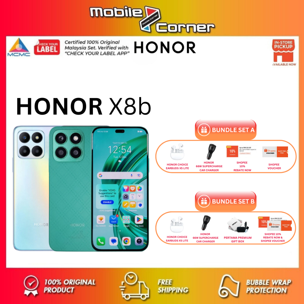 [READY STOCK] Honor X8b (8+8GB Extended RAM | 512GB ROM) 🎁 | 1 Year ...