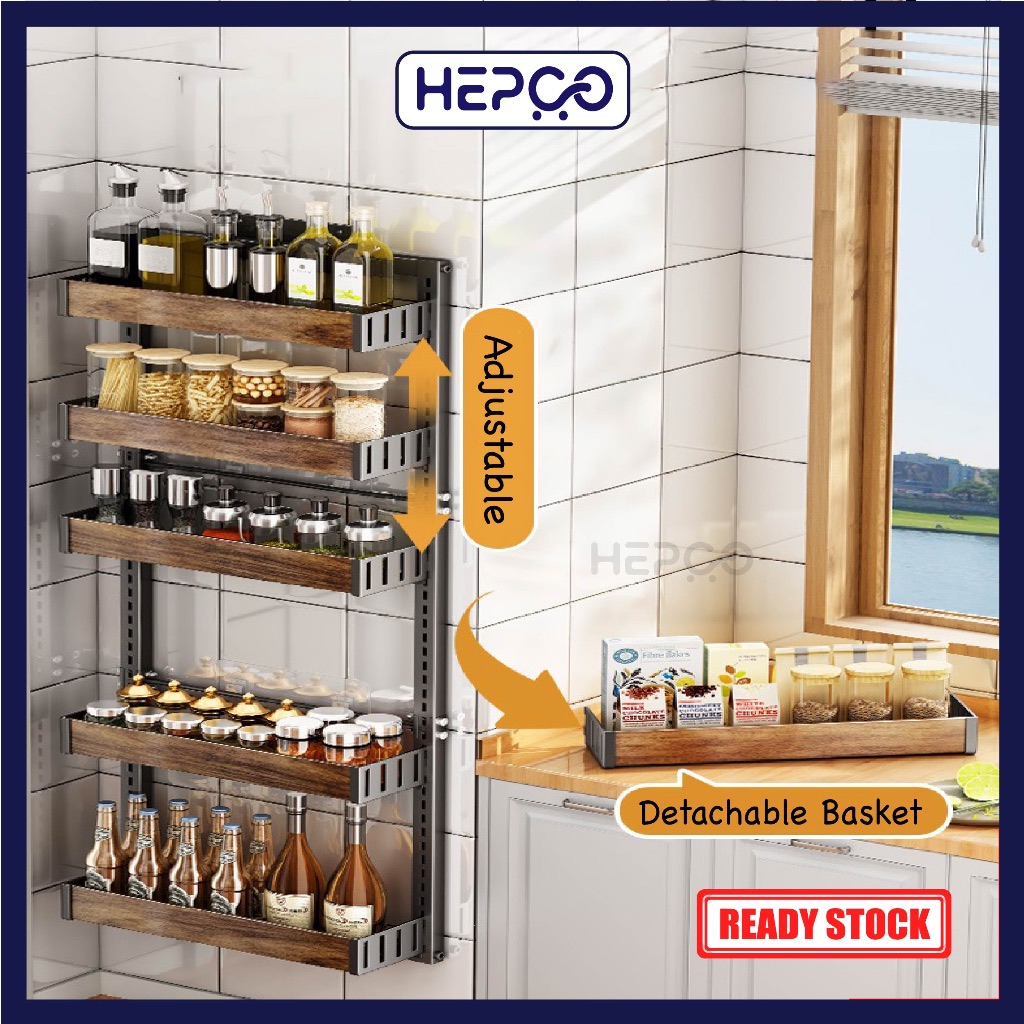 Kitchen Wall Mounted Storage Rack Bathroom Wall Hanging Multilayer ...