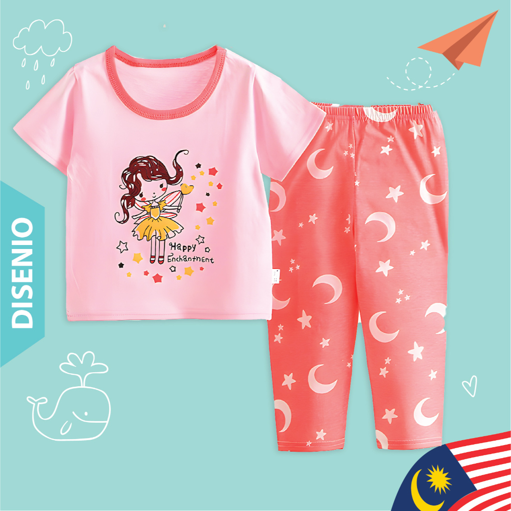 6M-13Y kids sleep wear sets short sleeves+long pants /girls / baju ...