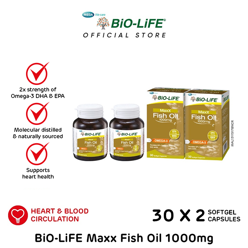 BiOLiFE Maxx Fish Oil 1000mg 2 x 30 capsules (EXPIRY DATE OCTOBER 2025
