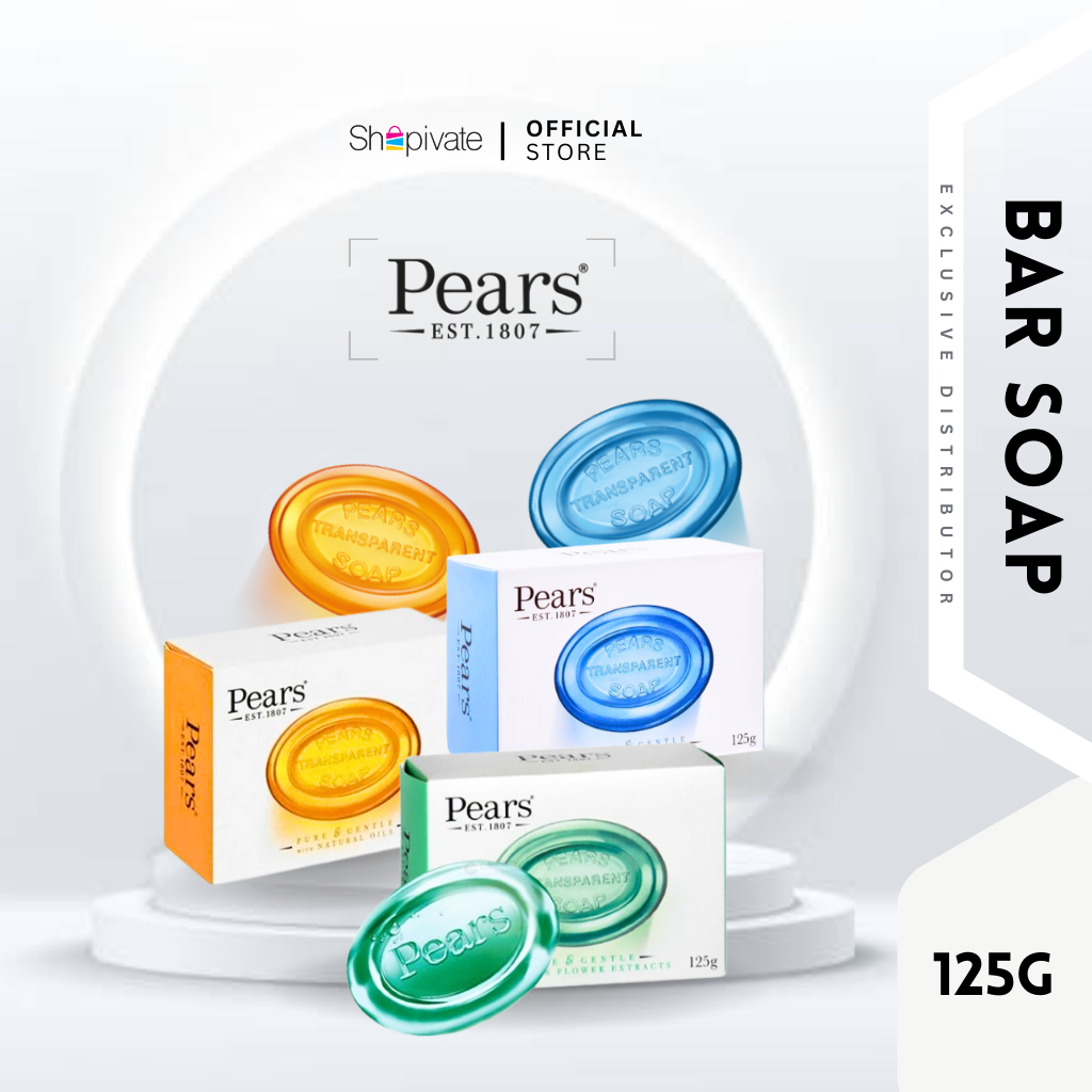 Pears Pure & Gentle Soap 125g (Natural Oils Amber / Mint Extracts Blue ...