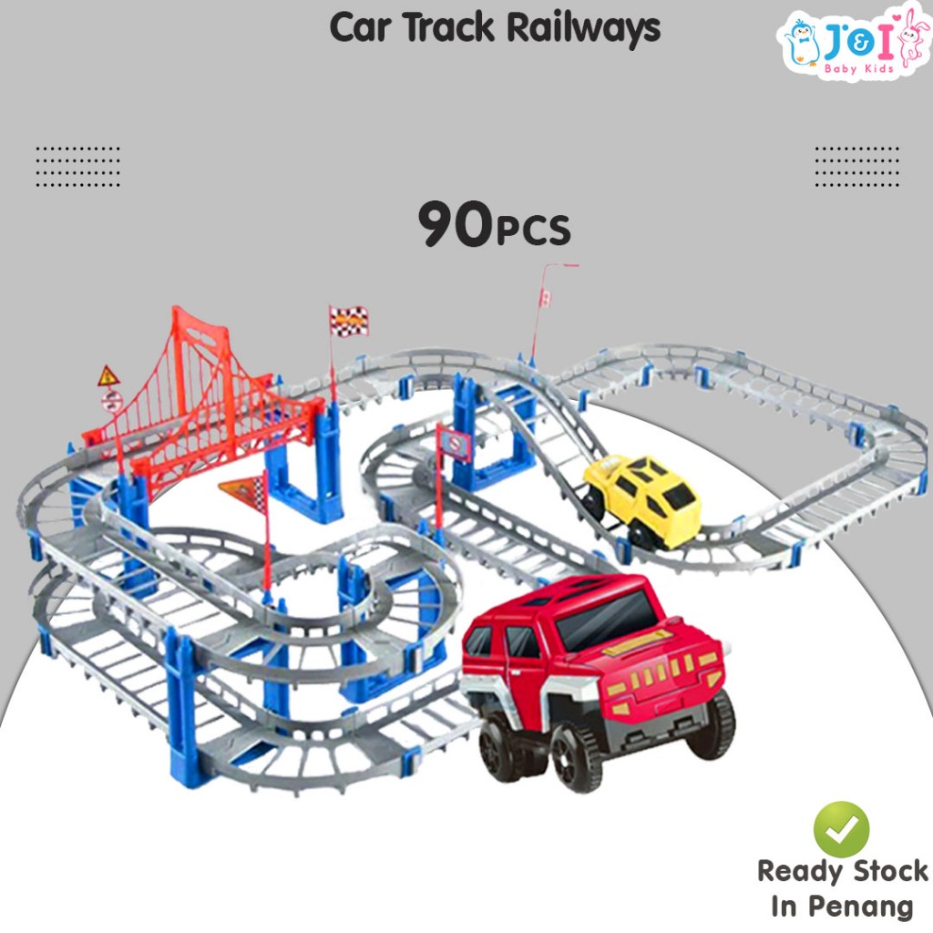Car Toys Car Track 90pcs DIY Railway Track Car Electric Car toy Set