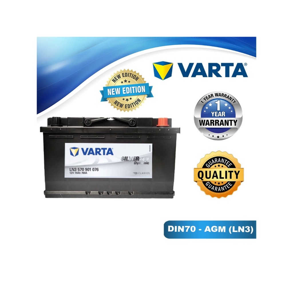 VARTA DIN70 AGM LN3 Silver Dynamic AGM (New Edition) Car Battery for Mini  Cooper S Countryman, Mercedes W205, W245, C-Cl