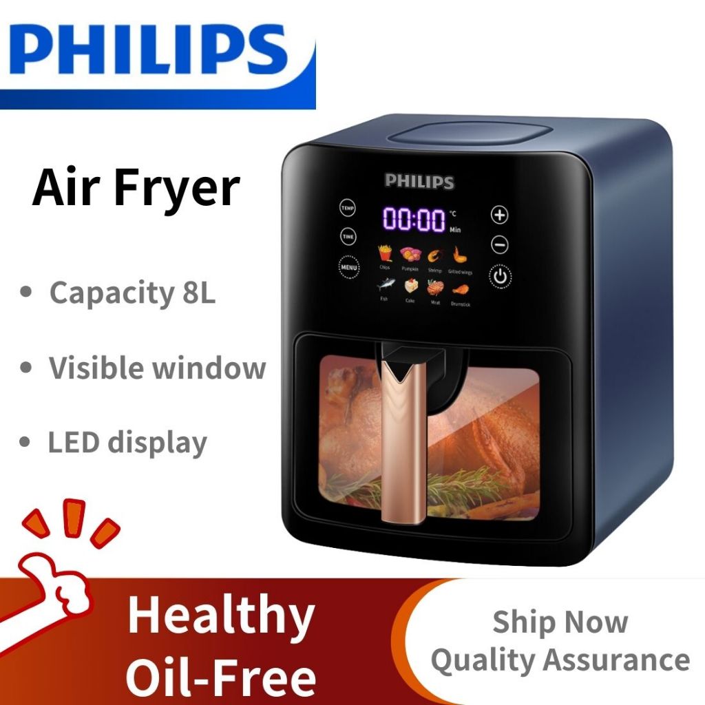  8L White Air Fryers-Oil Free Air Fryer 360° Rapid Air