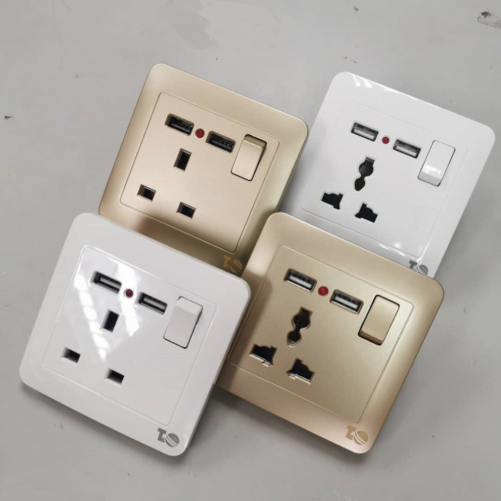 3 PIN UK / MULTI PLUG USB WALL SOCKET WITH SWITCH AC/DC 2.1 A USB ...