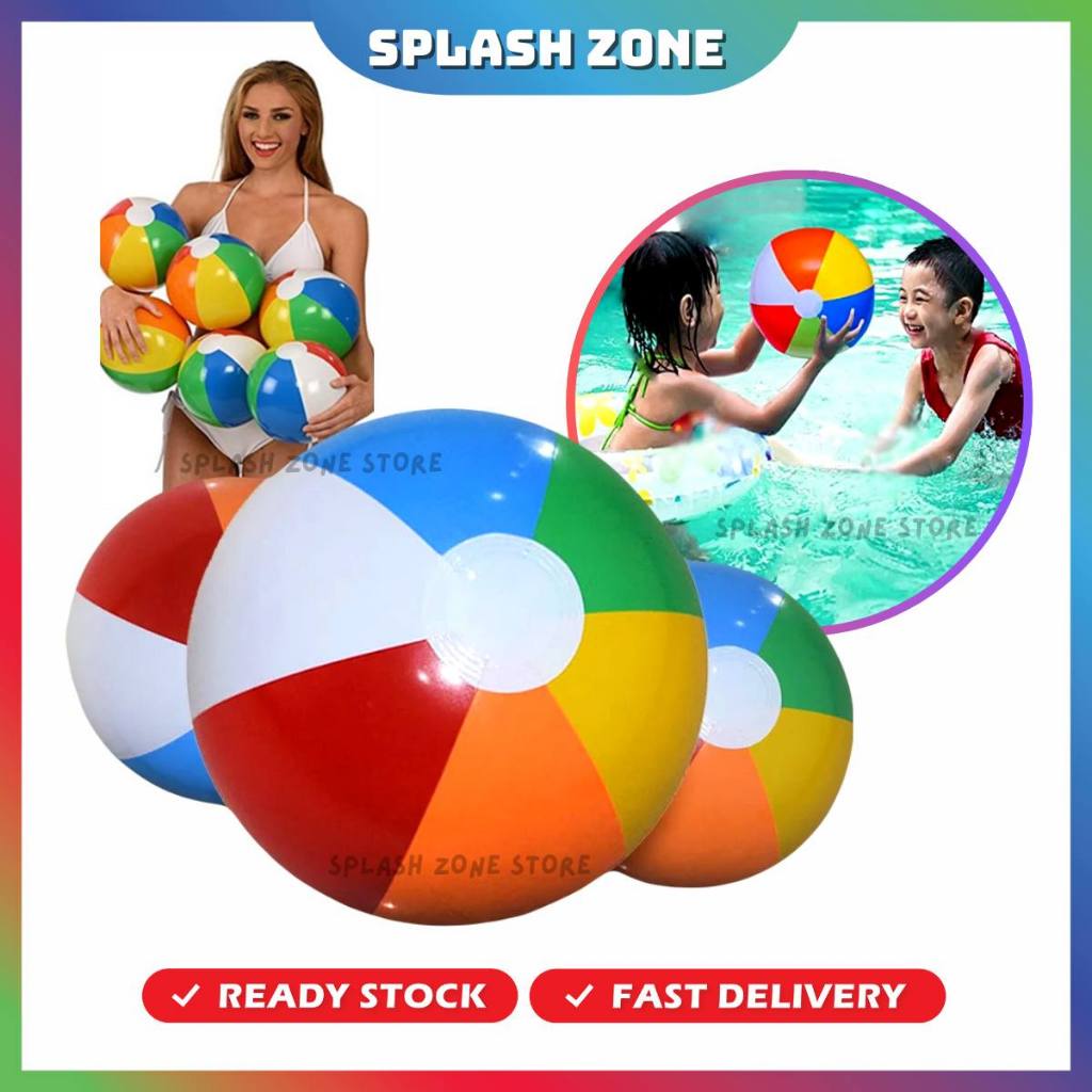25cm Colourful Inflatable Ball Water Polo Beach Ball Toy Ball Pool Ball ...