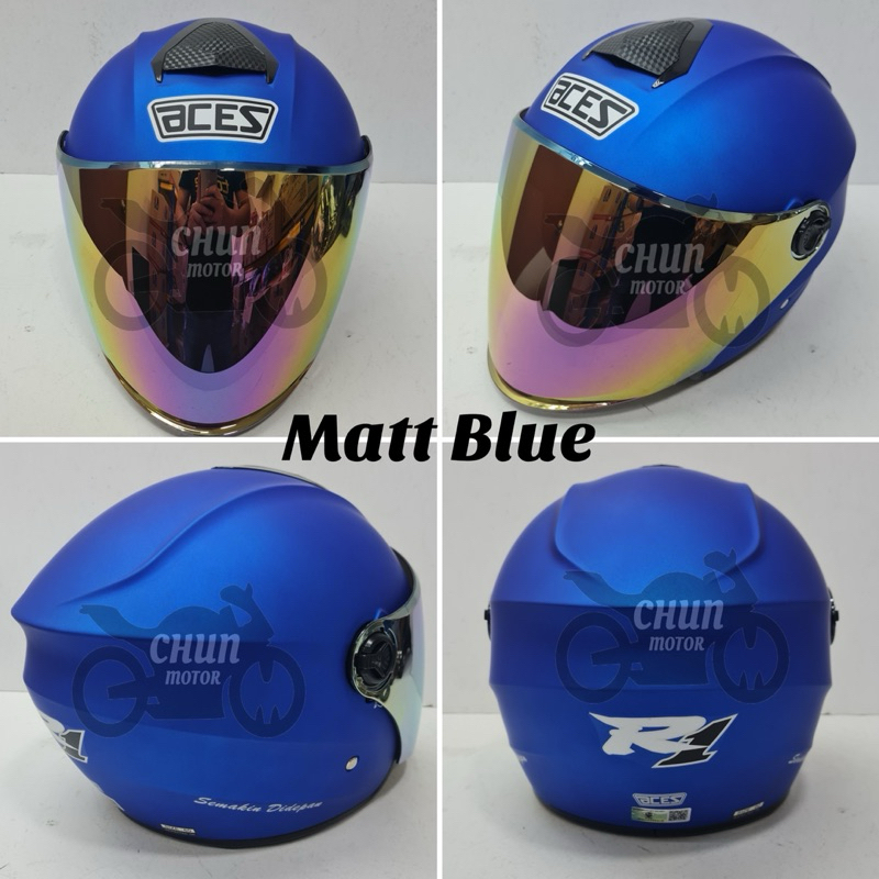 Original Aces R1 Open Face Helmet with Rainbow Visor / Tinted Smoke ...
