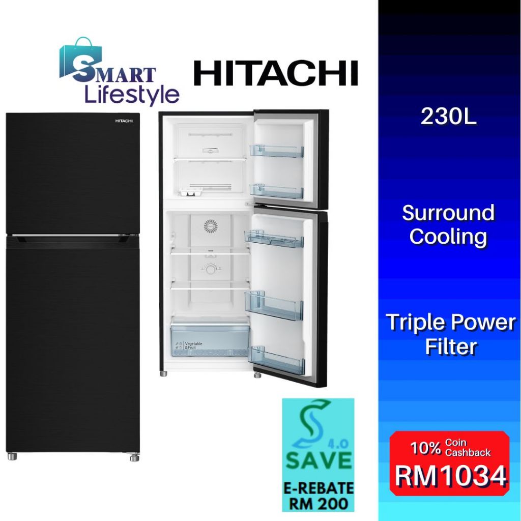 《Save 4.0》Hitachi 2 Doors Inverter Refrigerator Top Freezer Carbon Line ...