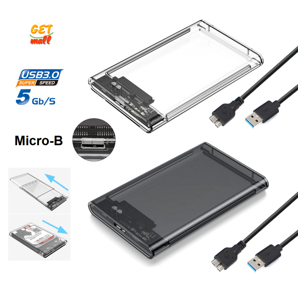 USB 3.0 SATA 2.5 inch SSD HDD Enclosure Case Tool-Free Transparent External Hard  Disk Enclosure Case HDD Case SSD Case