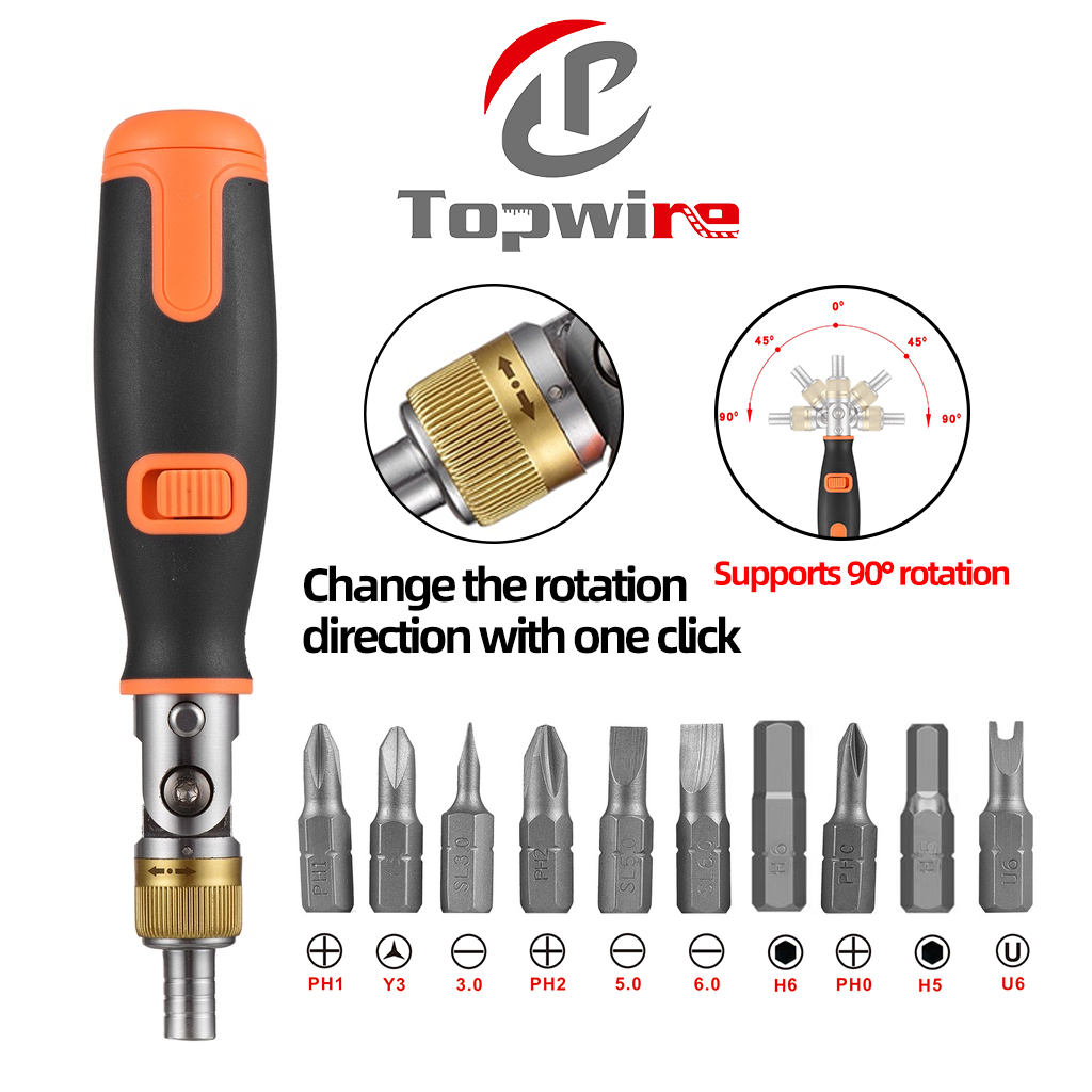 Topwire Twoway Ratchet Screwdriver 10in1 Multibit Ratchet Screw