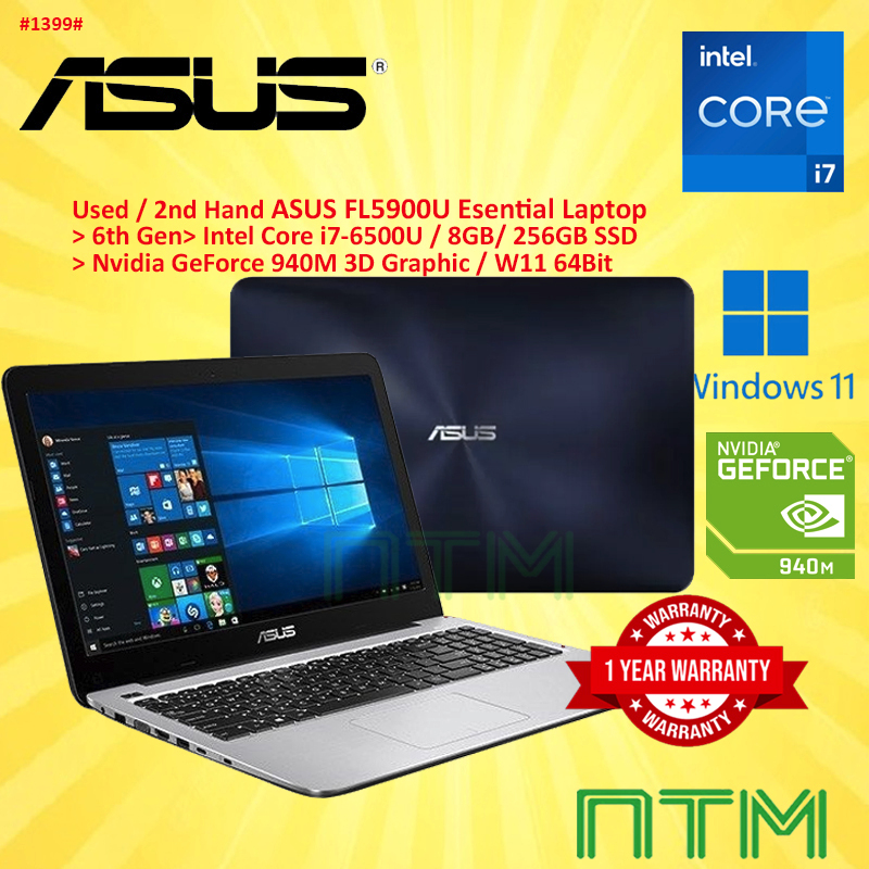 #1399 Used / 2nd hand Asus FL5900U Intel Core i7-6500U 8GB 256GB SSD ...